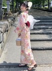 Chrysanthemum And Peony Yukata Set  Classic Floral Pattern  Made Obi  Red  Red 