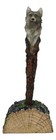 Alpha Gray Wolf Hand Painted Pen With Rustic Tree Bark Holder Stand Figurine