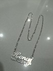 Sterling Silver Script Name Plate Necklace    honey   