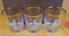 Set Of 3 Canadian Club Whisky Low Ball Gold Rim Rock Glasses - 4 25    Tall