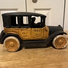 Vintage Arcade Yellow Cab Cast Iron Taxi 8 5 In Long  4 5 In Tall  And 4 In Wide