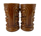 Vintage Mccoy Tiki Leilani Hawaii Tiki Tumbler Mug Usa Cup Brown Vase Set Of 2