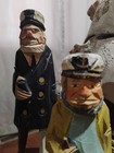 Vintage Hand Carved Wooden Folk Art Sea Captains Sailors Nautical Figures Set 4