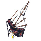 Scottish Great Highland Bagpipe Natural Finish Silver Mounts Black Stewart   Bag