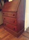 Handmade Antique Wood Drop Front Secretary Desk Brown Natural Finish 3 Drawers