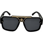 Luxury Oversized Square Sunglasses Gold Medallion Black Frame Men s Fashion 2026