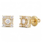 Real Iced Vvs Moissanite Earrings 6mm 14k Gold Over 925 Silver Square Studs
