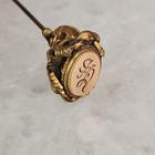 Antique Victorian Hat Pin Art Nouveau Etched Initial Gold Filled 10 5 