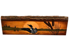 1994 Stenman Studios Art Live Edge Woodburning Low-relief Carving Loon Over Lake