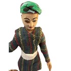 Vintage Asian Wooden Water Carrier Figurine Folk Art Doll Baskets 8  Handmade
