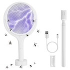 3 In 1 Rotating Rechargeable  Electric Fly Racket Bug Mosquito Zapper