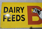 Dairy Feeds Poultry Feeds Porcelain Enamel Sign 48 X 12 Inches 