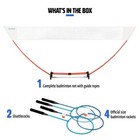 Easy Setup Badminton Set     Includes Portable Net  4 Steel Rackets  And 2 Shut   