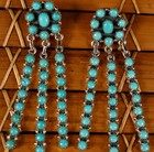 3  Cascading Dangle Earrings Navajo Turquoise Sterling Silver Heavy 