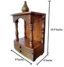 Wood Temple Wall Hanging With Door Wooden Mandir Worship Pooja Ghar Office Decor