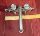 Antique Chrome Brass Faucet Swivel Spigot Rare Clamp Mount 8  Farm Sink