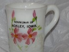 Vintage Souvenir Of Ackley Iowa Ia Clambroth Glass Damaged Bottom Mug Cup