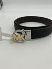 New Michael Kors Twist Reversible Black Brown Leather Belt Mk  Round Buckle L