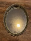 Vintage Gold Oval Mirror Vanity Tray 12x9 
