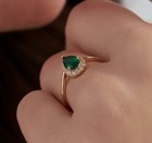 Vintage Lab Created Green Emerald Halo Engagement Ring 14k Yellow Gold Plated