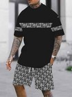 2-piece Set Men Summer Outfit Short Sleeve Sweatshirt T Shirts And Shorts Suits