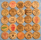 Lot Of 25 Vintage Texas Wooden Nickels Tokens Wood Coin Collection Tx