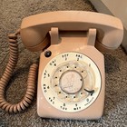 Vtg Itt Model 500-13 Rotary Desk Phone  Beige W  Rare Clear Indicator Light Lens