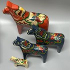 Nils Olsson Dala Horse Set Hand Carved Painted Wood Nusn  s Sweden Folk Art 7   -3   
