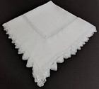 Lace   Linen Tablecloth Topper  38x38in  Machine   Handdone Bobbin Lace  English