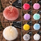 Womens Fluffy Faux Fur Ball Handbag Pendant Pompom Keychain Key Ring Holder Gift