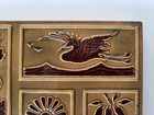 Original Heavy Vintage Victorian Ceramic Tile - Stork   Flowers Design 6  Sq