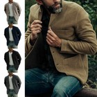 Woolen Trench Coat Jacket Solid Winter Warm Button Casual Overcoat Outwear Men s