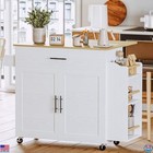 Rolling Kitchen Island Cart With Storage  Drop Leaf  Spice Rack  White