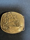 Vintage Solid Brass Nautical Ship Pirate Ship Boat Vessel Belt Buckle Taiwan