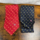 Phillips 66 Necktie Lot Of 2 Mens Blue Red Logo Silk Vintage Gas Station 90s