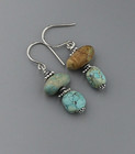 Rare Number  8 Turquoise Sterling Silver Dangle Earrings