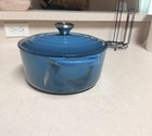 Le Creuset Enameled Cast Iron Round Dutch Oven 7 25qt  28 Bleu Riviera  crack 