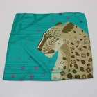 Eton Nwt Wool   Silk Pocket Square In Blue With Leopard Graphic Made In Italy