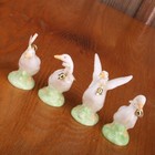 4 Porcelain Goose Geese Figurines Knick Knack