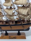 Vintage Assembled Wood Nautical Model Ship Boat Seattle 10  L X 9 1 2  H