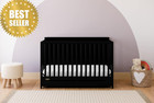 Melrose 5-in-1 Convertible Baby Crib W Drawer Black Full Size Toddler Bed