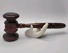 Vintage 9in Wood Carved Gavel Mallet     Auction court Judge prop     Euc
