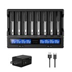 8-slot Fast 18650 Battery Charger With Lcd Display  Usb-c  3a For Li-ion   Ni-mh