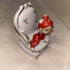 Vintage Japan Pixie Elf Ceramic Christmas Decor Figurine Read