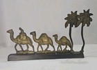 Vintage Brass Arabic Camel Caravan With Palm Trees Decoration 10 