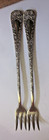 Antique Pair Victorian Silverplate Seafood Forks Us Silver Co 