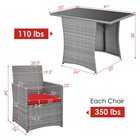 Patiojoy Patio 3pcs Rattan Furniture Set Cushioned Sofa Armrest  Garden Red