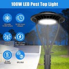 100w Led Post Top Light Dusk To Dawn Commercial Garden Pole Lighting Fixture Etl