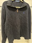 Pair Of Polo Ralph Lauren 1 4zip Sweaters 100  Cotton Size L Black And Grey Pony
