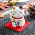 Yakushigama Lucky Cat  Brown Maneki Neko Mini Figurine Ceramic Made In Japan